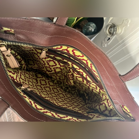 Oryany Daphne Tall Mixed Leather Tote Bag brown suede - Picture 13 of 16